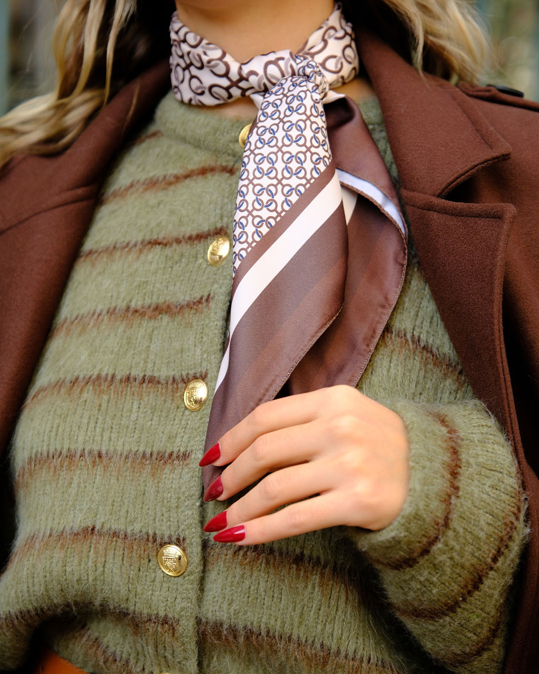 ŞARDONLU İNCE ÇİZGİLİ HIRKA