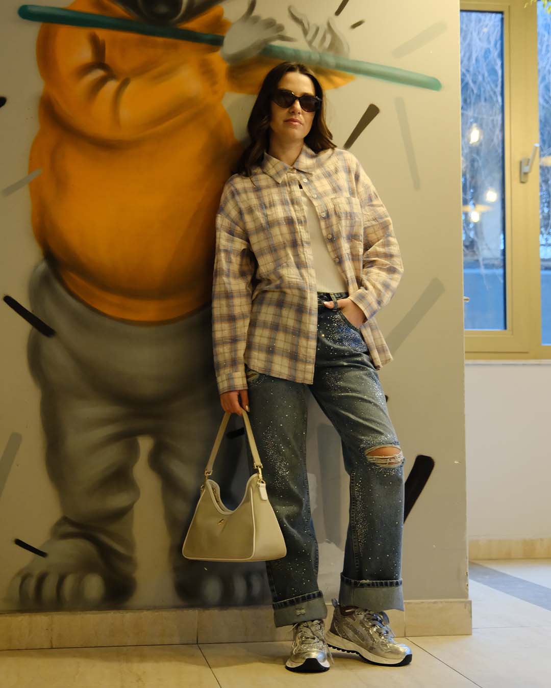 TAŞLI YIRTIKLI KOT PANTOLON