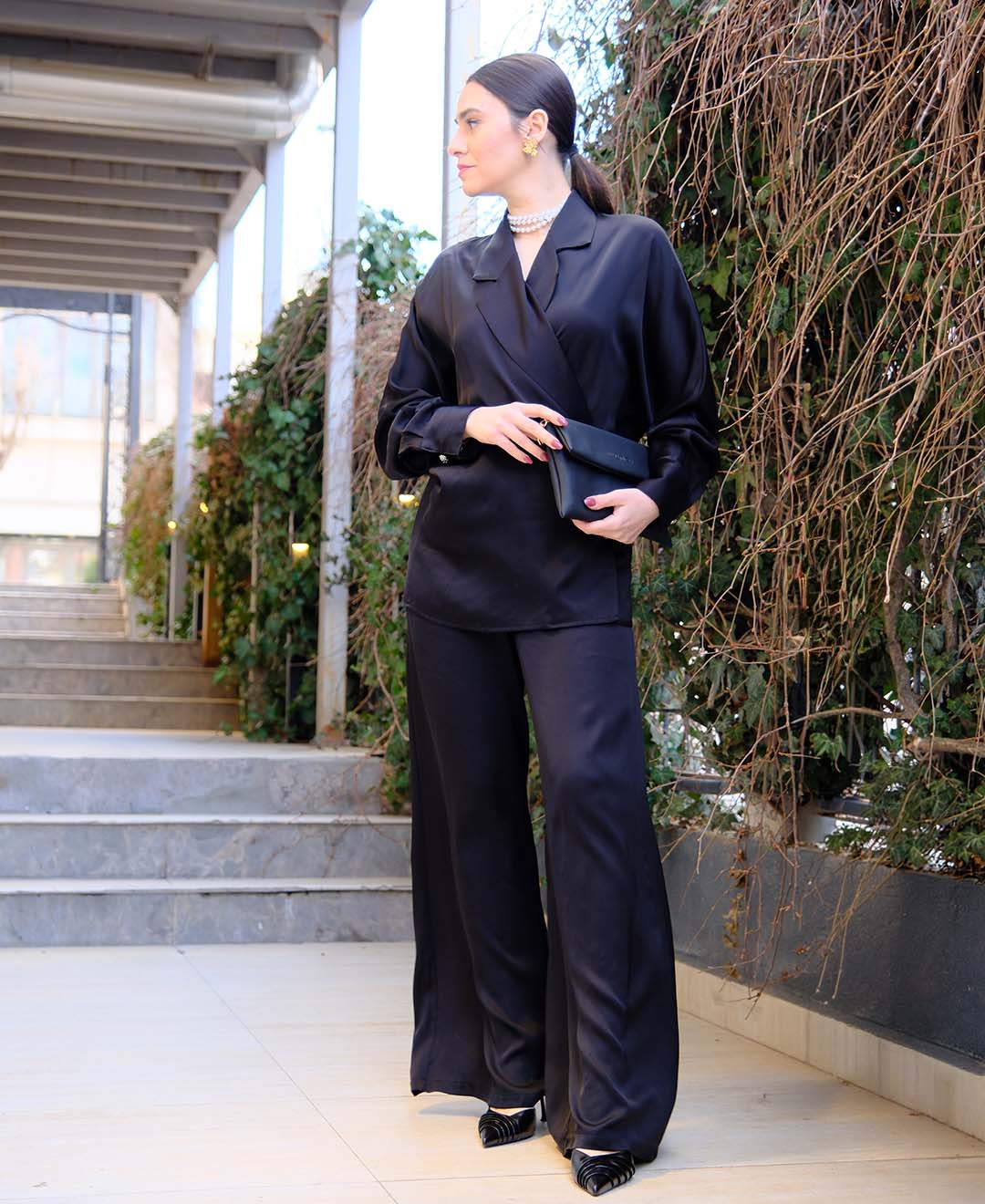 BELİ LASTİKLİ SATEN PANTOLON