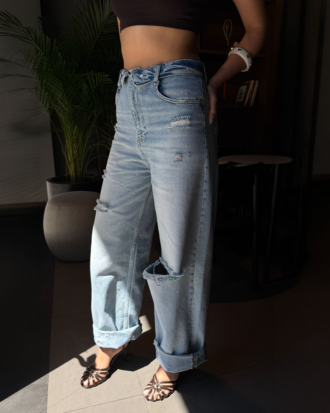 LAZER KESİM KOT PANTOLON