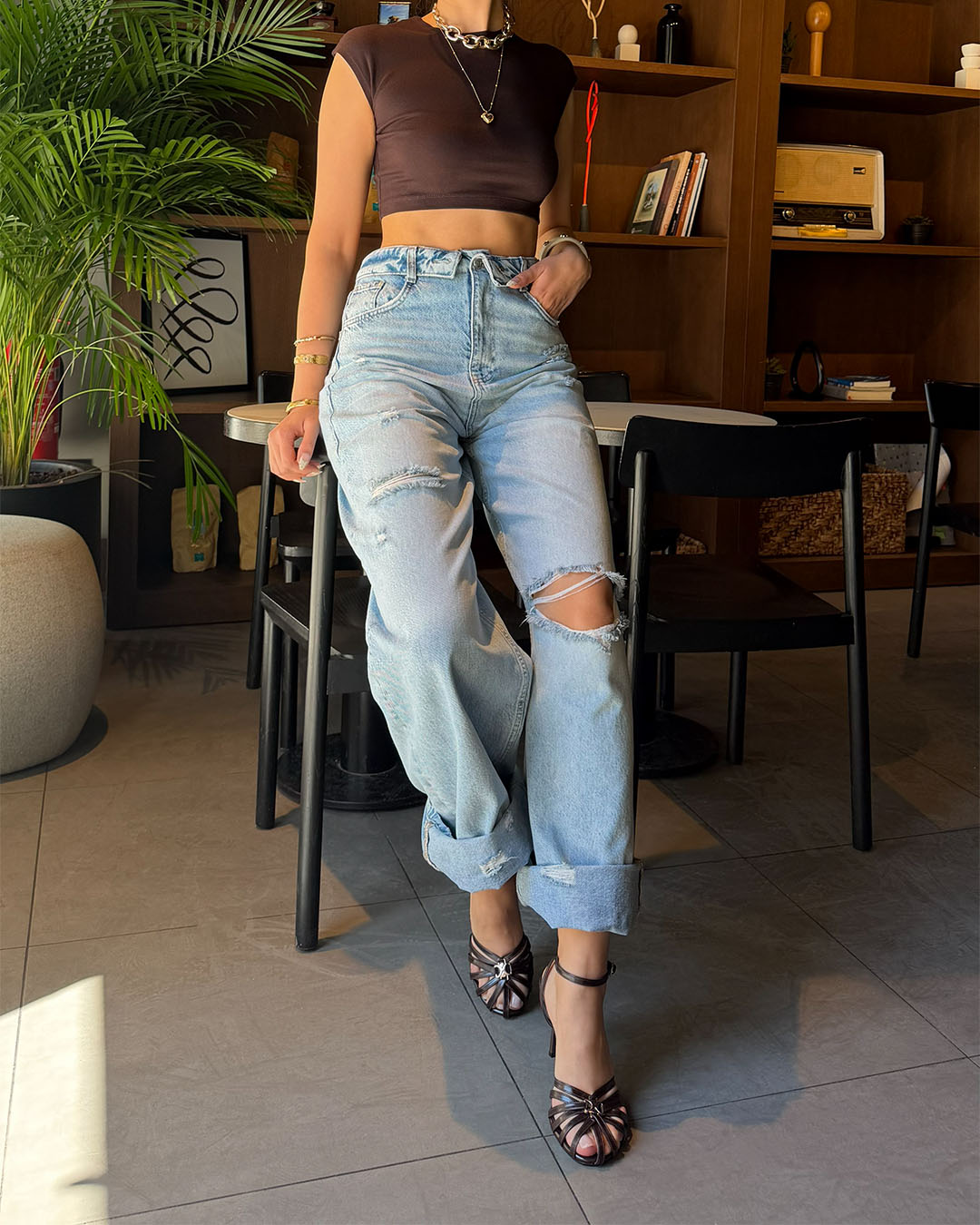 LAZER KESİM KOT PANTOLON