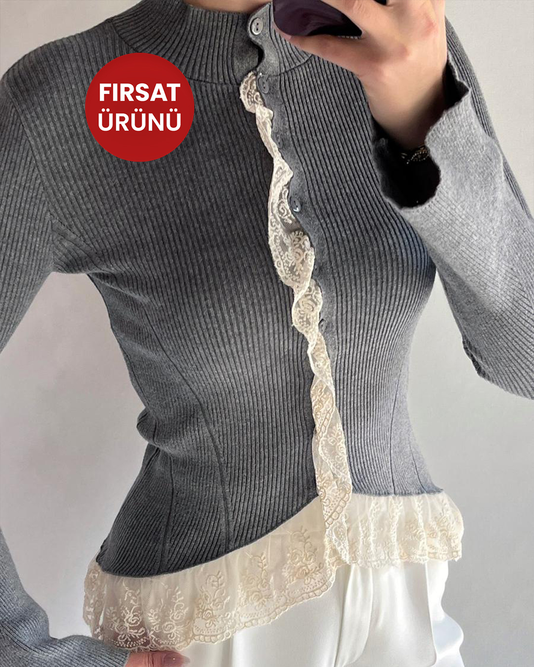 FİTİLLİ DANTELLİ HIRKA
