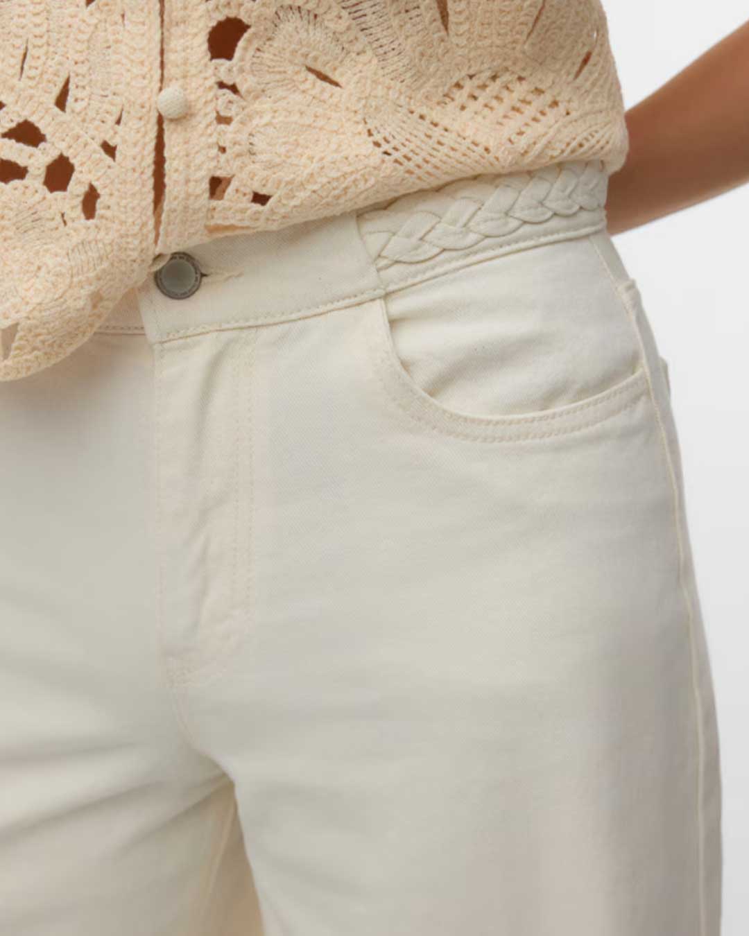 BELİ SAÇ ÖRGÜLÜ COTON PANTOLON