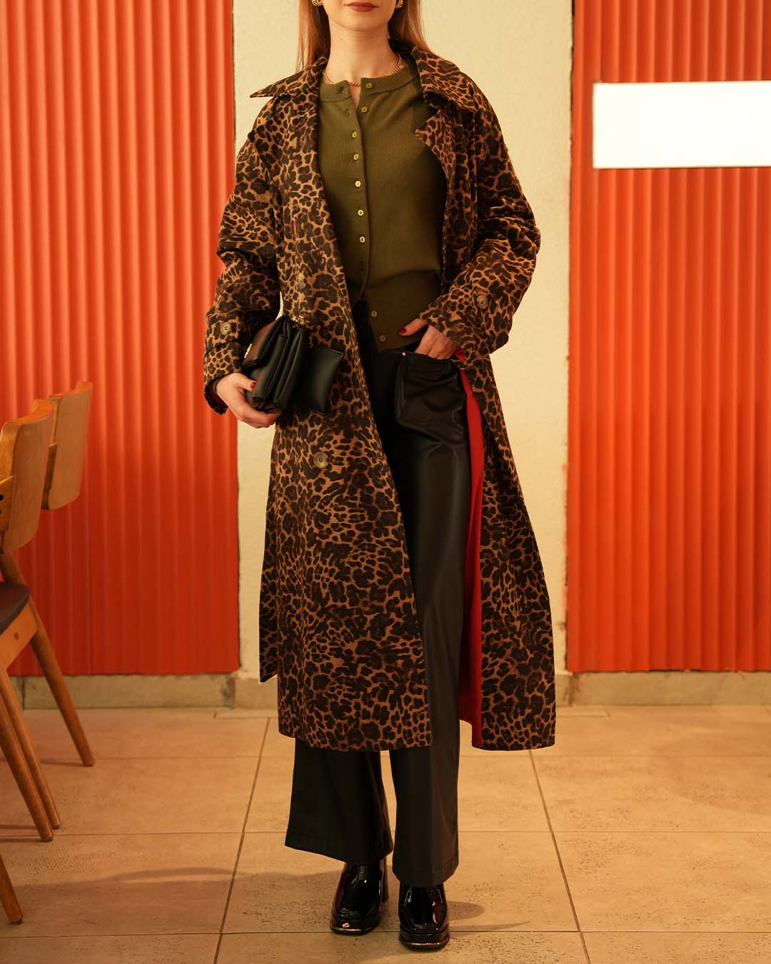 LEOPAR DESENLİ TRENCH